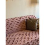Lüx Saçaklı Ponpon Mürdüm Koltuk Örtüsü 180x300 Oturma, Sırt ve Kol Kısmı - 180 x 300 cm - Pudra