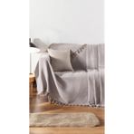 Lux Touch Alin Bej Koltuk Örtüsü 170 x 210 cm Kanepe Çekyat Divan Örtüsü Şalı Pamuklu Püsküllü