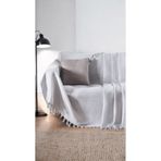 Lux Touch Alin Gri Koltuk Örtüsü 170 x 210 cm Kanepe Çekyat Divan Örtüsü Şalı Pamuklu Püsküllü