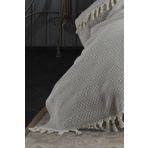 Lux Touch Azure Gri Çift Kişilik Pike 200 X 230 Cm Yatak Koltuk Kanepe Örtüsü Pamuklu Dokuma Püsküllü