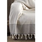 Lux Touch Bergama Ekru Buldan Koltuk Örtüsü 170 X 220 Cm Koltuk Şalı Kanepe Çekyat Örtüsü Pamuklu Throw