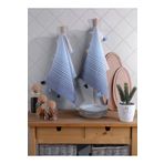 Lux Touch Eva Ponponlu 2'li Mavi Mutfak Havlusu 40 x 60 cm Kurulama Bezi Set Pamuklu