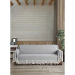 Lux Touch Gri Kollarını Örten Organik Buldan Bezi Battal Boy 180 x 300 cm Koltuk Kanepe Divan Çekyat Örtüsü