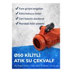 LUX WARES Ø50mm Pvc Pis Su Atıksu Gider Çekvalf Kilitli Sistem 50 Lik 5Cm Terazisiz