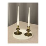 LUXAY HOME LADY 2'Lİ PİRİNÇ KAPLAMALI ŞAMDAN & MUMLUK SETİ