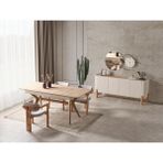 Luxe Home Bomonti Yemek Odası Takımı - Ceviz - Krem - 6