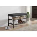 Luxe Keten Kumaşlı Puf Ayakkabılık Bench, Antrasit