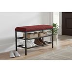 Luxe Keten Kumaşlı Puf Ayakkabılık Bench, Bordo