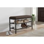 Luxe Keten Kumaşlı Puf Ayakkabılık Bench, Kahve