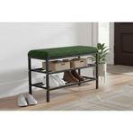 Luxe Keten Kumaşlı Puf Ayakkabılık Bench, Yeşil