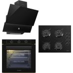 Luxell 88 Lt Süper Kristal Siyah Cam Ankastre Set