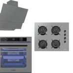 Luxell A-68 Sgf3 Dijital Ddt 88 Lt Platinum Gri Fırın Oc 88 Cam Ocak 835 Davlumbaz Ankastre Set