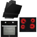 Luxell Opall 15 Program Ankastre Vitroseramik Siyah Set (B66-SGF3 Opall Fırın + V6-04T Vitroseramik Ocak + 835 Opall Davlumbaz )