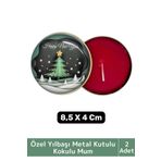 Luxery Yeni Yıl Parti New Year Yılbaşı Özel Metal Kutulu 8,5X4Cm Aromalı Kokulu Dekoratif Mum 2 Adet