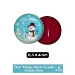 Luxery Yeni Yıl Parti New Year Yılbaşı Özel Metal Kutulu 8,5X4Cm Aromalı Kokulu Dekoratif Mum 5 Adet