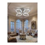 Lüxev Lighting Flora Model Gümüş 4"lü Ledli 3 Renk Modu Kristal Salon Mutfak Yatak Çocuk Odası Avize