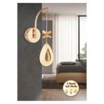 Lüxev Lighting Yağmur Model Tekli Gold 3 Renk Modu Kristal Taşlı Salon Mutfak Yatak Çocuk Odası Aplik