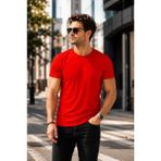 Luxic Core Kırmızı Slim Fit Bisiklet Yaka Erkek Basic Tişört – Günlük Şık ve Rahat Kombin - 3XL