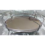 Luxora Oval Aynalı Servis Tepsisi, Gümüş, Paslanmaz Çelik, 36x22 cm, Krom Kaplama, Dekoratif Makyaj ve Banyo Tepsisi