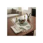 Luxoras Home Fransız Köylü Desenli Duck Kumaş 30x80 Püsküllü Oval Runner
