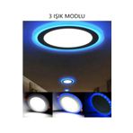 Luxshome Çift Renkli 6 3 W Led Panel Sıva Üstü Yuvarlak Spot Armatür Sarı - Mavi