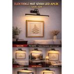 luxshome Elektrikli Mat Siyah LED Aplik Sarı Işık | Tablo Çerçeve Ayna Üstü Dekoratif Duvar Lambası