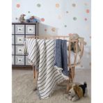 Luxtex 4 Katlı, Çift Taraf, 100 x 120 cm Pamuklu Bebek Müslin Örtü, Çok Amaçlı Bebek Battaniyesi - Mavi
