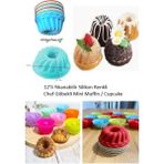 Luxury 12'li Yıkanabilir Mini Chef Muffin Pişirme Kalıbı, Silikon Göbekli Kek, Cupcake, Hamur Işi Kap 1 Adet