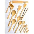 Luxury 15 Parça Yağlı Kayın Ahşap Kaşık Tahta Spatula Servis Kepçe Ağaç Çatal Maşa Seti 1 Adet