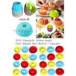 Luxury 24'lü Yıkanabilir Mini Chef Göbekli Muffin Pişirme Kalıbı, Silikon Kek, Cupcake, Hamur Işi Kap 1 Adet