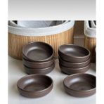 Luxury 6 Adet Plastik Ahşap Görünümlü Cips ve Çerezlik, Kase Çap: 10 Cm, Derinlik: 3 cm 1 Adet
