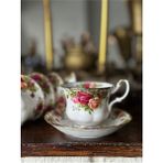 Luxury Antika Porselen Old Country Roses Double Kahve / Çay Fincan ve Tabağı 1 Adet