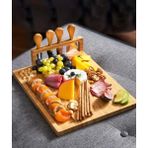 Luxury Bambu Peynir Sunum Kesim Tahtası ve Çatal Mini Spatula ve Bıçak Seti 5 Parçadan Olışmaktadır 1 Adet