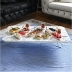 Luxury Beyaz 60 x100 cm Beyaz Mermer Desenli Katlanır Yer Sofrası