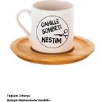 Luxury Cahille Sohbeti Kestim Tasarımlı Türk Kahvesi Fincanı, 80ML 2 Parça 1 Adet