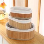 Luxury Doğal Bambu Organizer Kutusu - Ahşap Ekmeklik ve Çok Amaçlı Saklama Sepeti, 3'lü Set 1 Adet