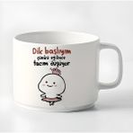 Luxury Duble Türk Kahvesi Fincanı & Espresso Dik Başlıyım Çünkü Eğilince Tacım Düşüyor MOTTO180 ml 1 Adet