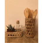 Luxury Hasır Kaşıklık- Bambu Kaşıklık-Tahta Kaşıklık 20 cm 1 Adet