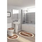 Luxury Home Welsoft Dantelli 3'lü Klozet Takımı Banyo Paspas Seti Connie Kahve