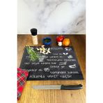 Luxury Mutfak Kuralları - Kara Tahta Görünümlü | Cam Kesme Tahtası - Cam Kesme Tablası | 30CM x 40CM 1 Adet