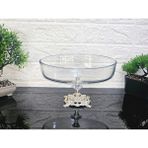 Luxury Paşabahçe Oval Borcam Gümüş Döküm Kare Ayaklı Sunumluk 26 cm 1 Adet