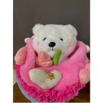 Luxury Peluş Ayıcık Sevgi Buketi ve Çelik Kolye Sevgililer Günü Doğum Günü Hediye 40 cm 1 Adet - Yeşil