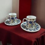 Luxury Porselen Topkapı Royal 2 Kişilik Türk Kahvesi Fincan Takımı 4 Parça 1 Adet