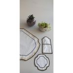 Luxury Style 18 Parça Linen Kumaş Amerikan Servis Seti - 35 x 47 cm - Açık Krem