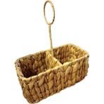 Luxury Tam Life And Home Hasır Iki Bölmeli Sepet Organizer Kaşıklık 23X11X10 (Kulplu Yükseklik 25) 1 Adet