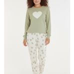 Luxury Thermal Büyük Kalp Desenli Kadın Polar Kışlık Pijama Takımı – 42047