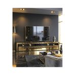 LUXURY VİLLA LUXURY KOMPLE GOLD AYNALI DEKORATİF TV SEHPASI 220x45 YÜKSEKLİK 45 CM