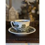 Luxury Villeroy Boch Rusticana Damgalı Koyu Yeşil Haki Porselen Antika Çay / Duble Kahve / Nescafe Fincan 1 Adet