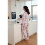 Luxury Viscose Pembe Ekose Desenli Büyük Beden Kadın Pijama Takımı – 42531