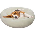 Luxury Welsoft Peluş Yuvarlak Kedi Yatağı-Yumuşak Köpek Yatağı-Simit Yatak -Yerli Üretim-Krem 1 Adet
